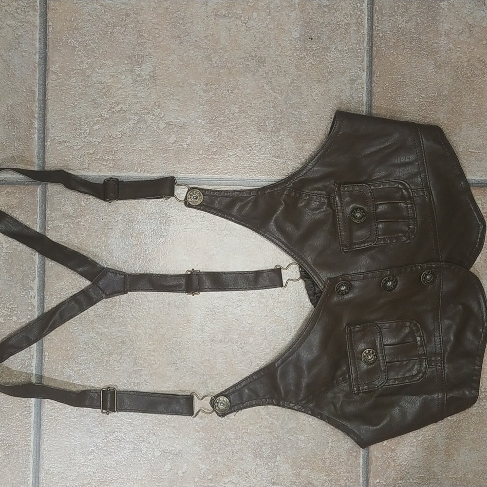 Brown faux leather vest